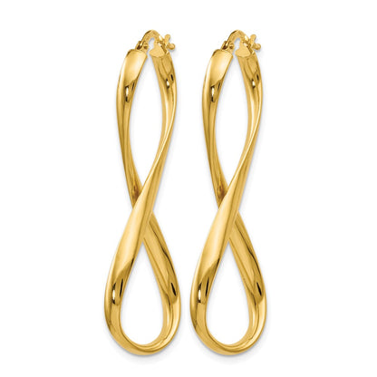 14K Yellow Gold Polished Infinity Hoop Earrings