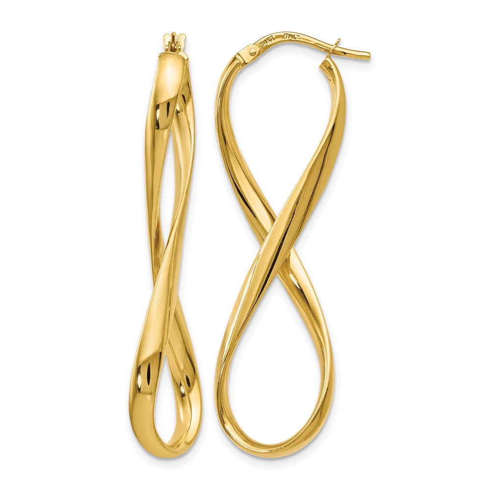 14K Yellow Gold Polished Infinity Hoop Earrings