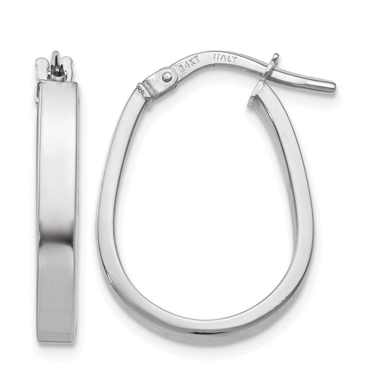 14K White Gold Polished U Shape Hoop Earrings