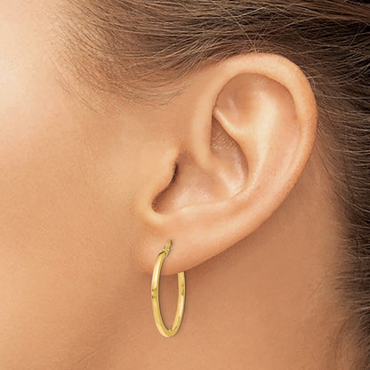 14K Yellow Gold Polished Hoop Earrings