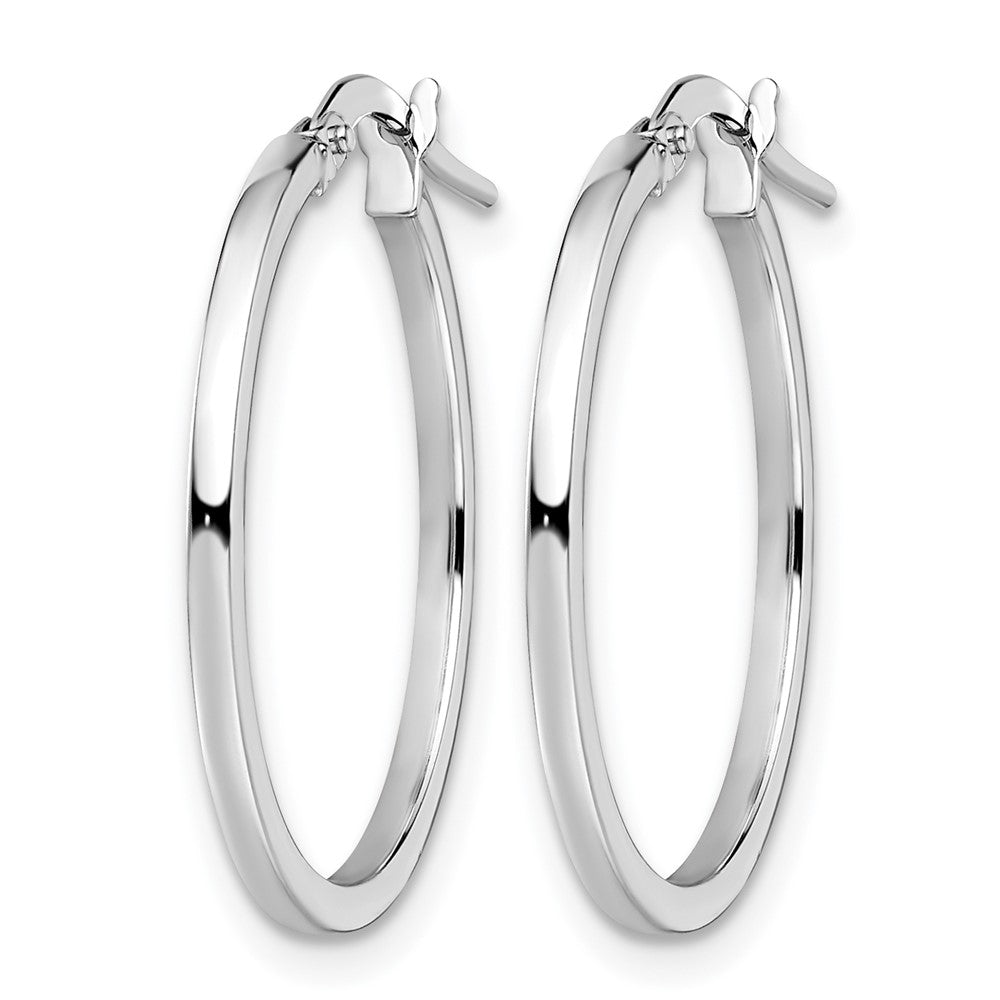 14K White Gold Polished Hoop Earrings