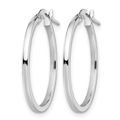 14K White Gold Polished Hoop Earrings