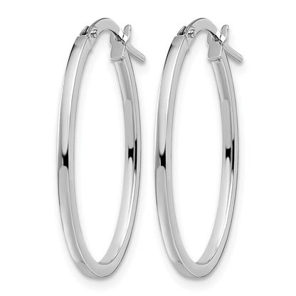 14K White Gold Polished Oval Hoop Earrings