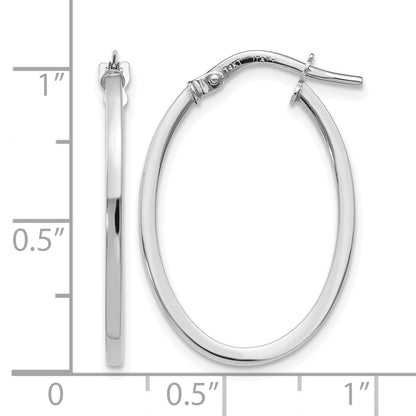 14K White Gold Polished Oval Hoop Earrings