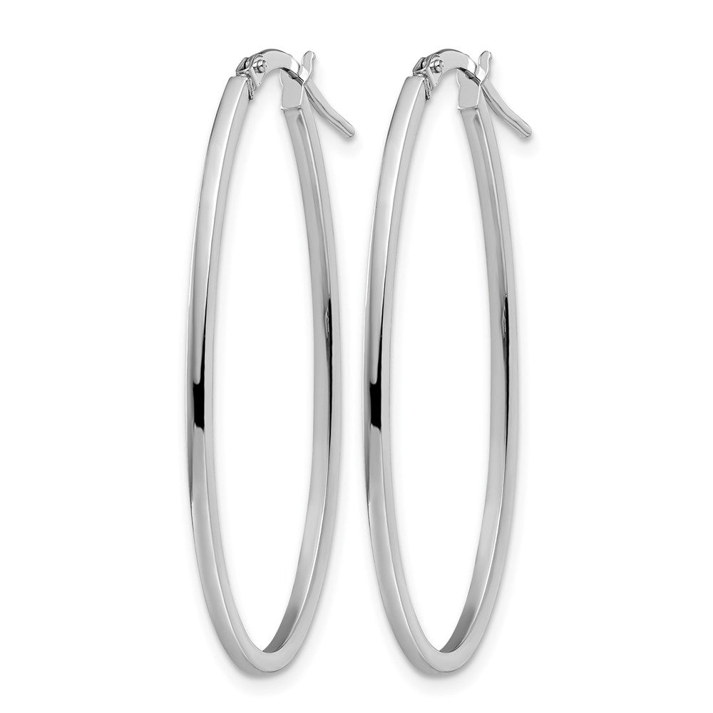 14K White Gold Polished Oval Hoop Earrings