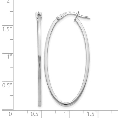 14K White Gold Polished Oval Hoop Earrings