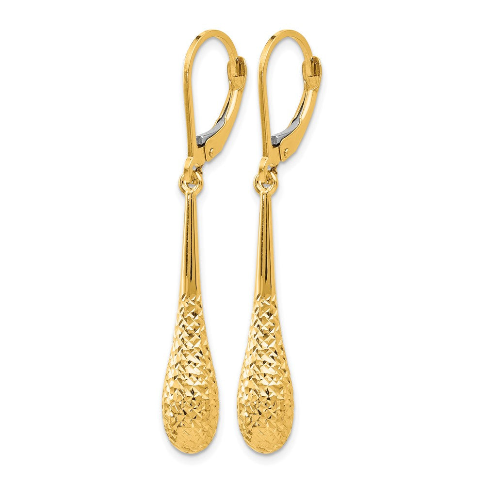 14K Yellow Gold D/C Leverback Earrings