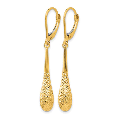 14K Yellow Gold D/C Leverback Earrings