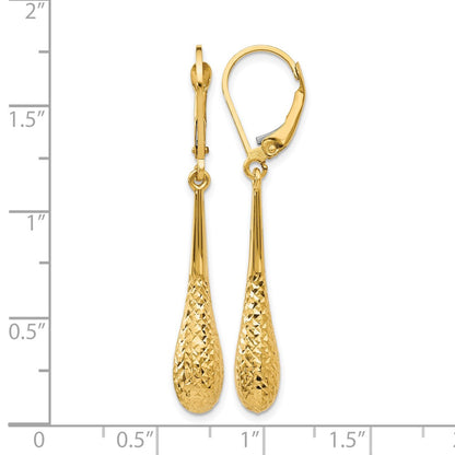 14K Yellow Gold D/C Leverback Earrings