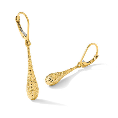 14K Yellow Gold D/C Leverback Earrings
