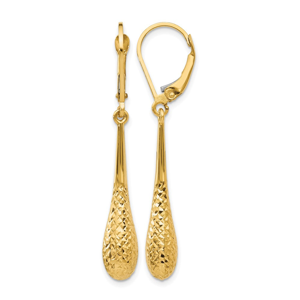 14K Yellow Gold D/C Leverback Earrings