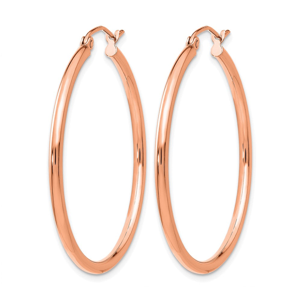 14K Rose Gold Polished 2X35mm Hoop Earrings