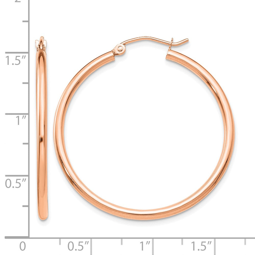 14K Rose Gold Polished 2X35mm Hoop Earrings