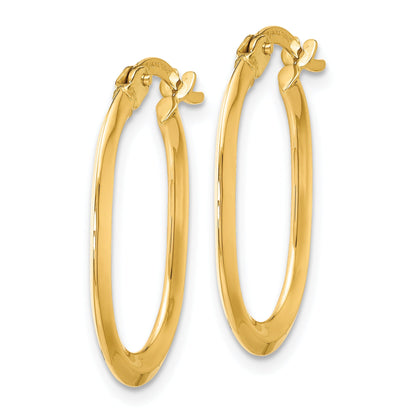 14K Yellow Gold Polished Oval Hinged Hoop Earrings