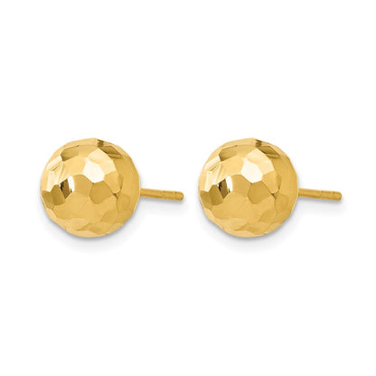 14K Yellow Gold Polished Faceted Post Earrings
