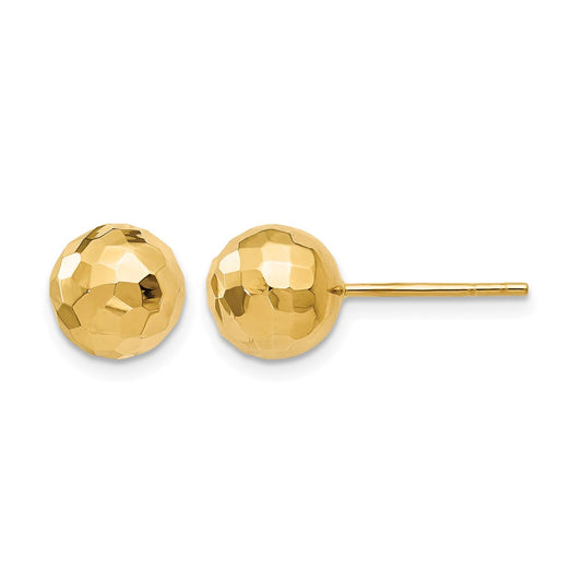 14K Yellow Gold Polished Faceted Post Earrings