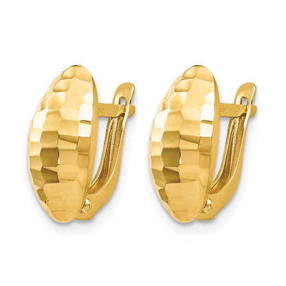 14K Yellow Gold Polished And Hammered Hinged Post Earrings