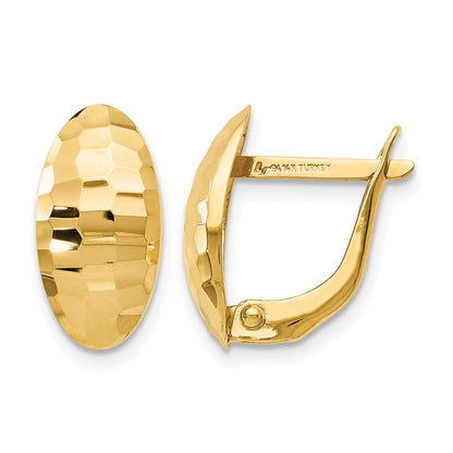 14K Yellow Gold Polished And Hammered Hinged Post Earrings