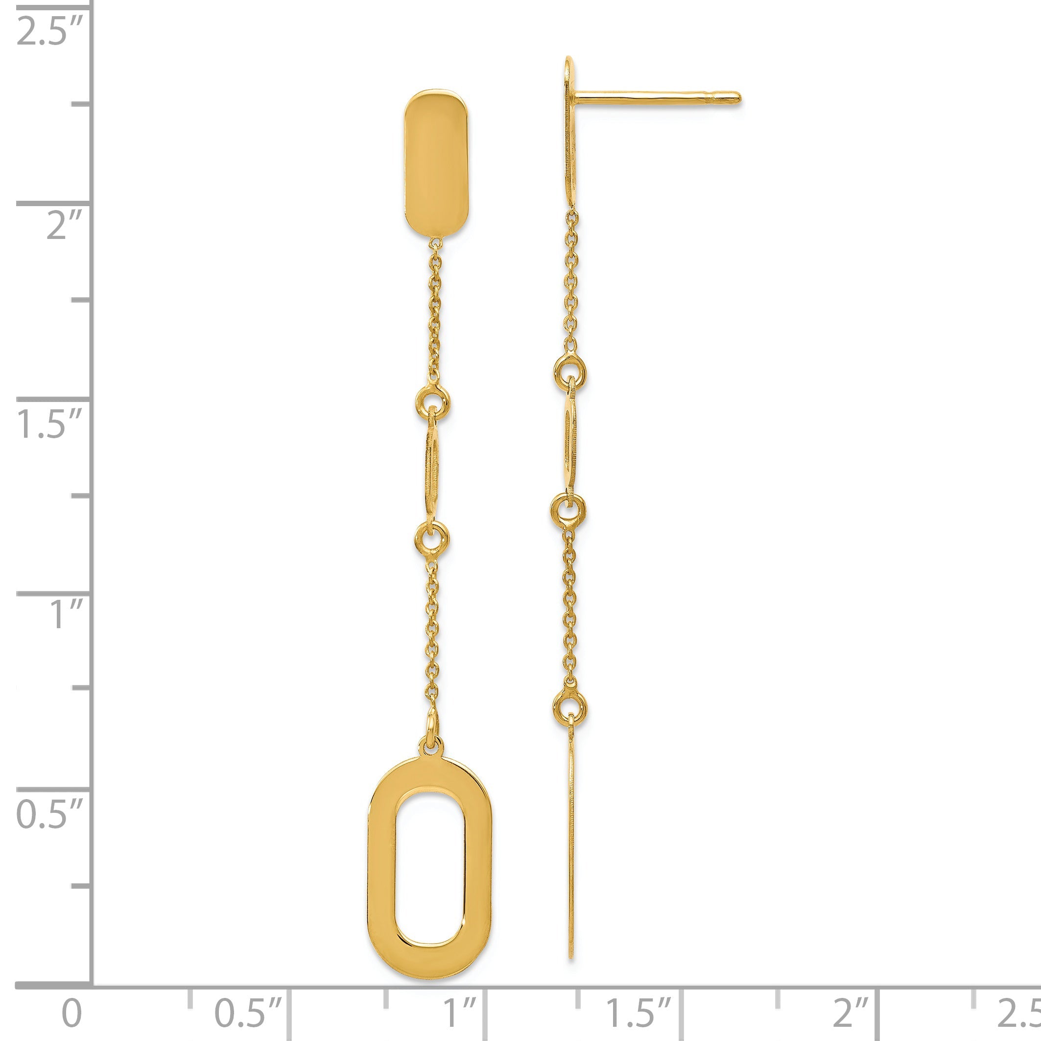 14K Yellow Gold Polished Post Dangle Earrings