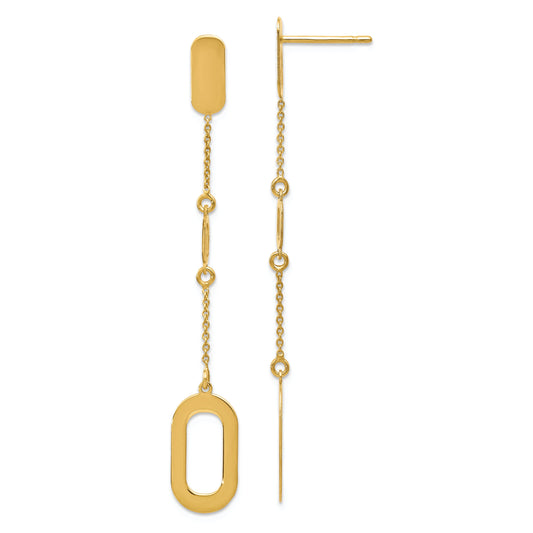 14K Yellow Gold Polished Post Dangle Earrings