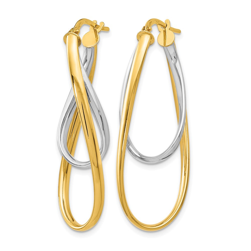 14K Two-Tone Polished Hoop Earrings