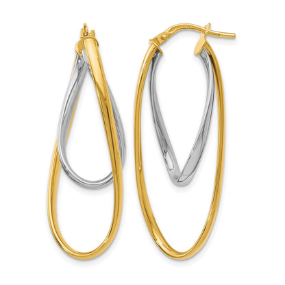 14K Two-Tone Polished Hoop Earrings