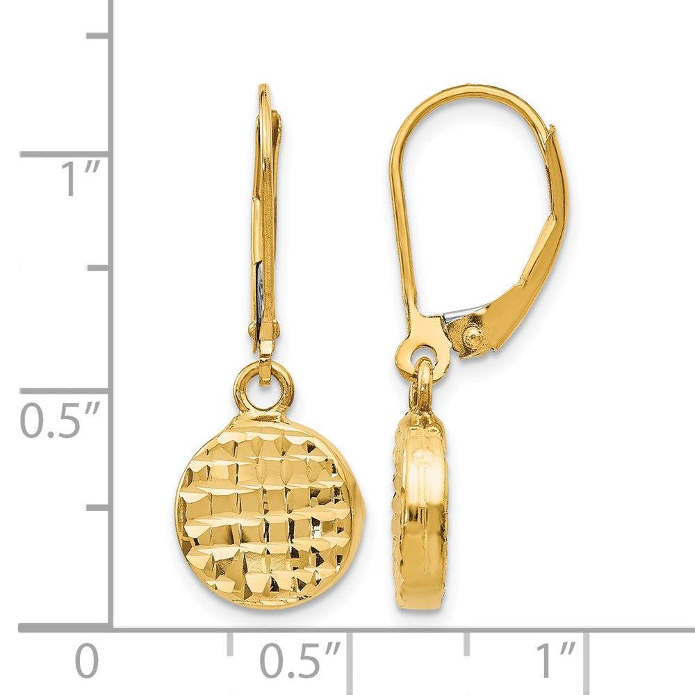 14K Yellow Gold Polished D/C Leverback Earrings