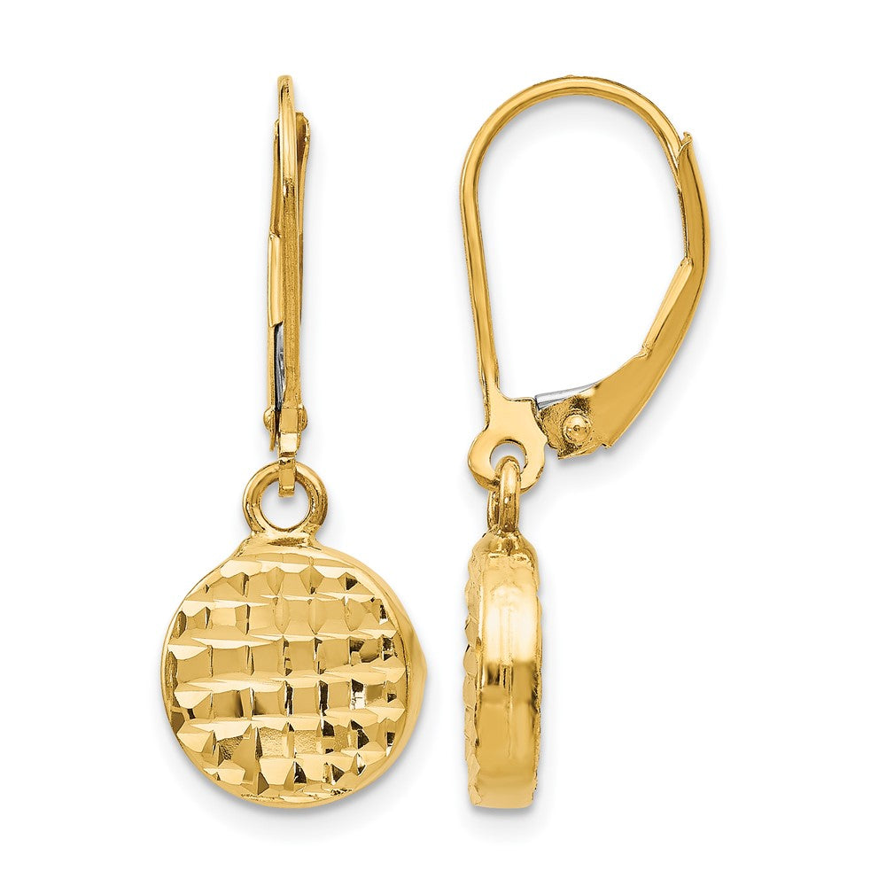 14K Yellow Gold Polished D/C Leverback Earrings