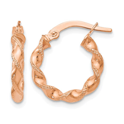 14K Rose Gold Twisted Hoop Earrings
