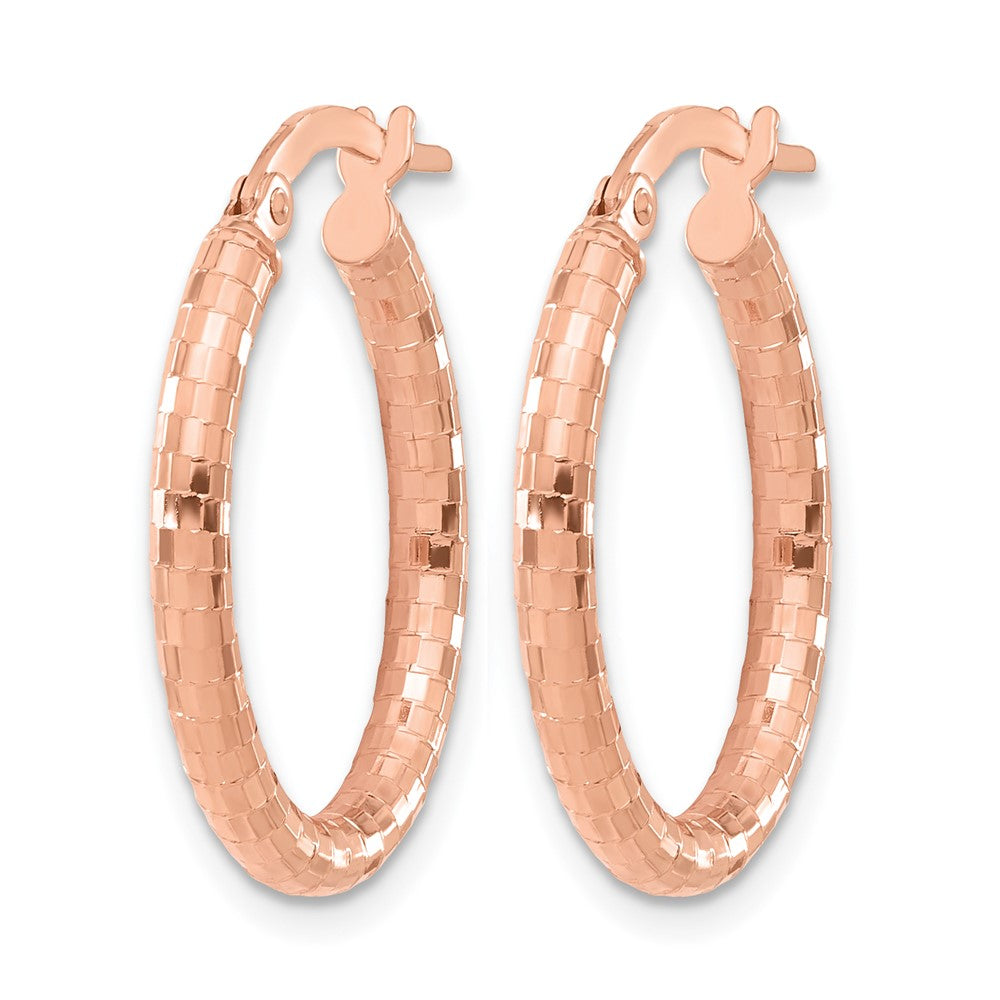 14K Rose Gold Textured Oval Hoop Earrings