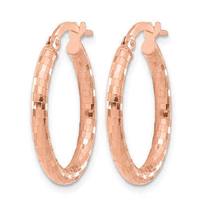 14K Rose Gold Textured Oval Hoop Earrings