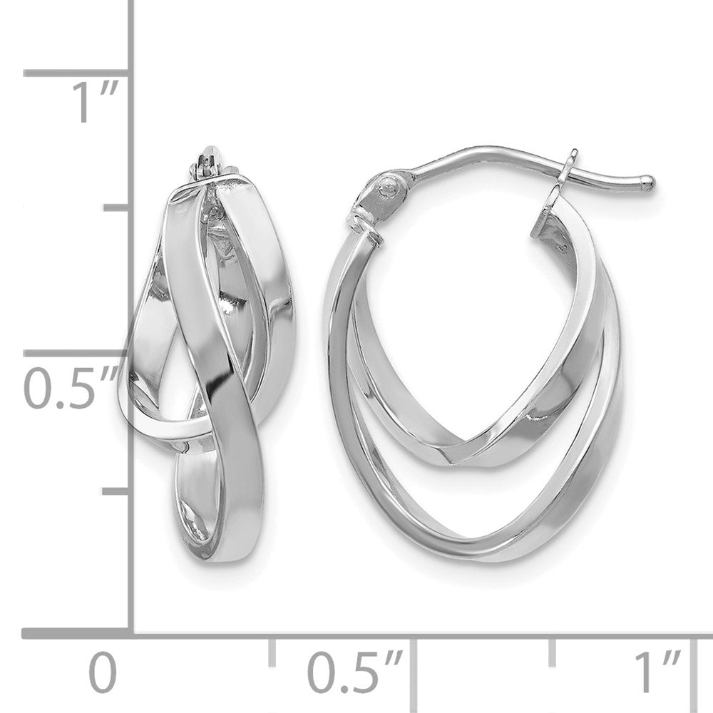 14K Yellow & Rhodium W/Wht Rh-Plating Polished Hinged Hoop Earrings