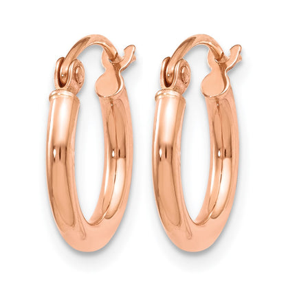 14K Rose Gold 2X12mm Polished Hoop Earrings