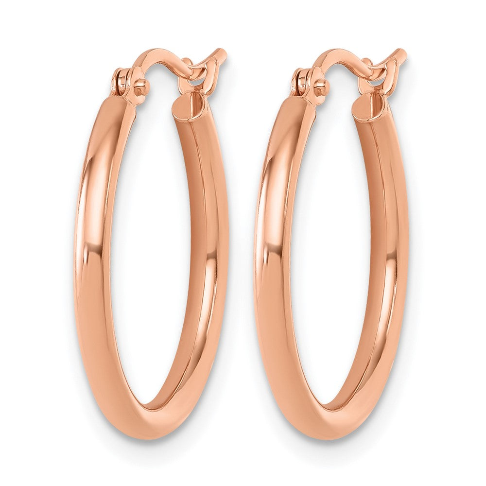 14K Rose Gold 2X20mm Polished Hoop Earrings