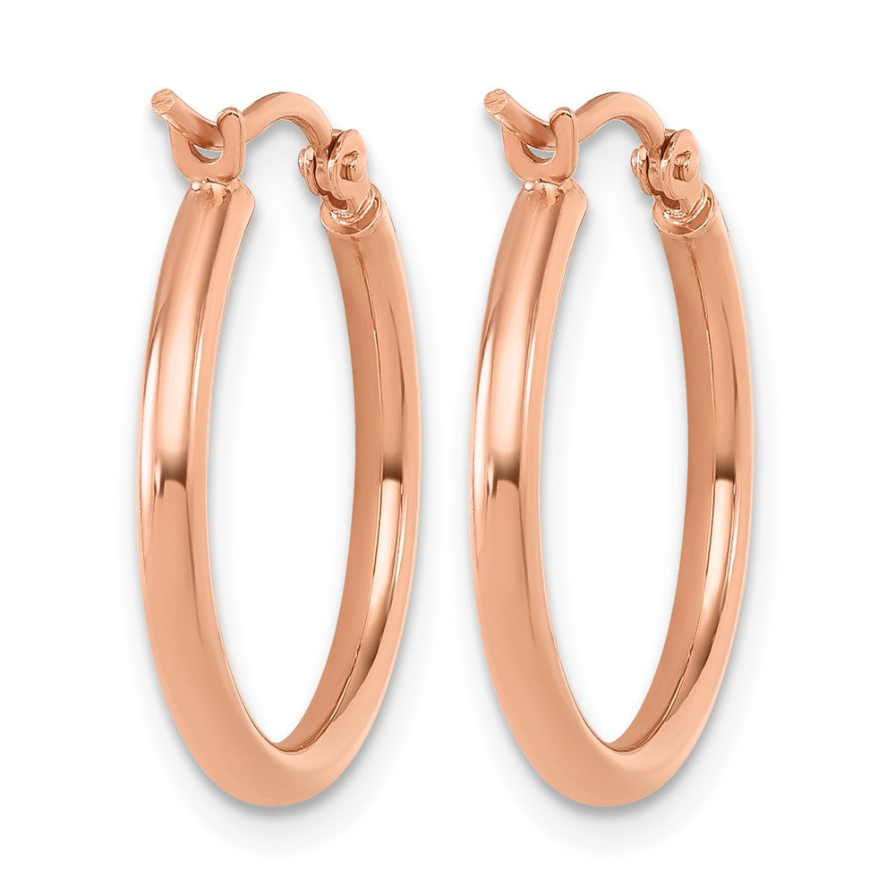 14K Rose Gold 2X20mm Polished Hoop Earrings