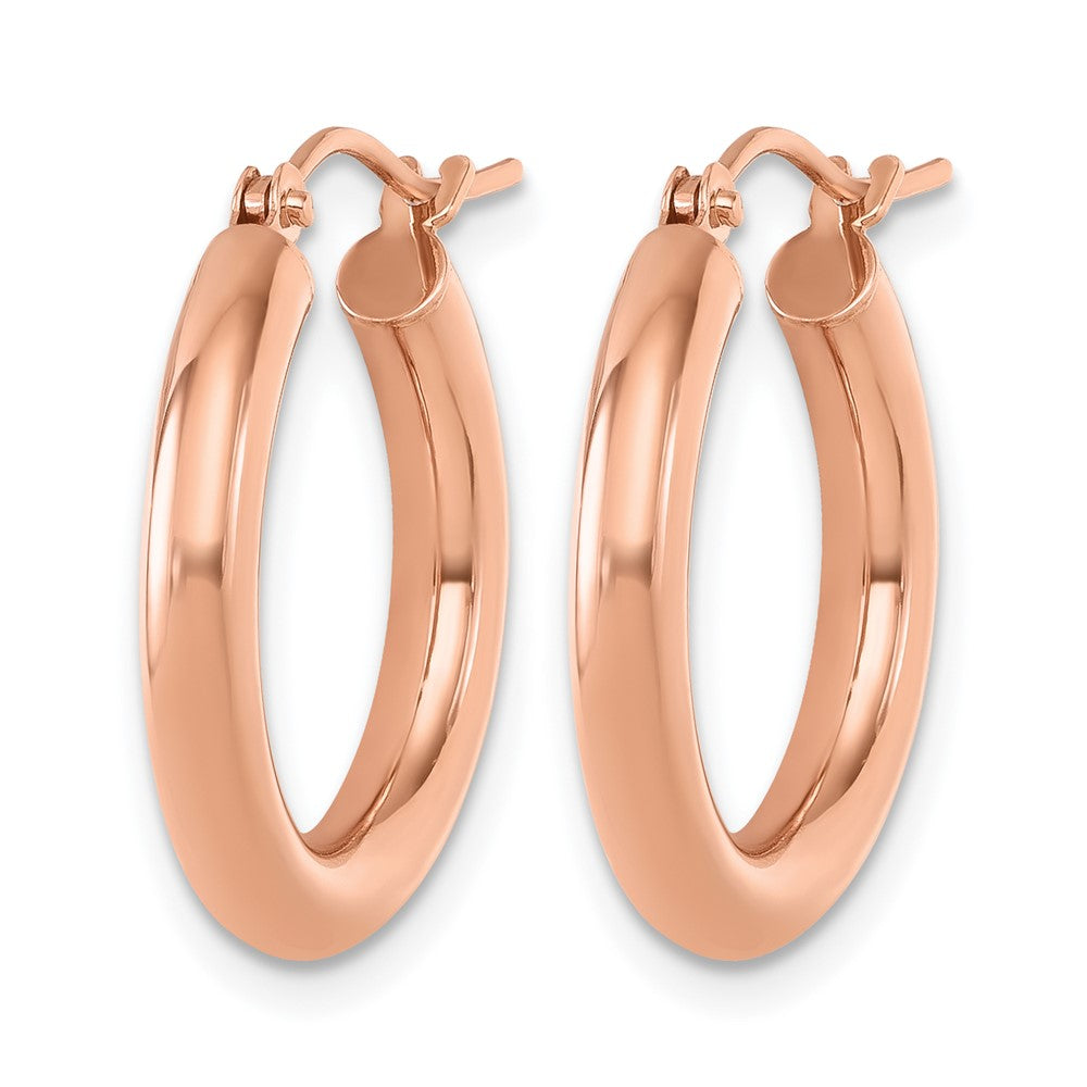 14K Rose Gold 3mm Polished Hoop Earrings