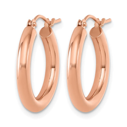 14K Rose Gold 3mm Polished Hoop Earrings