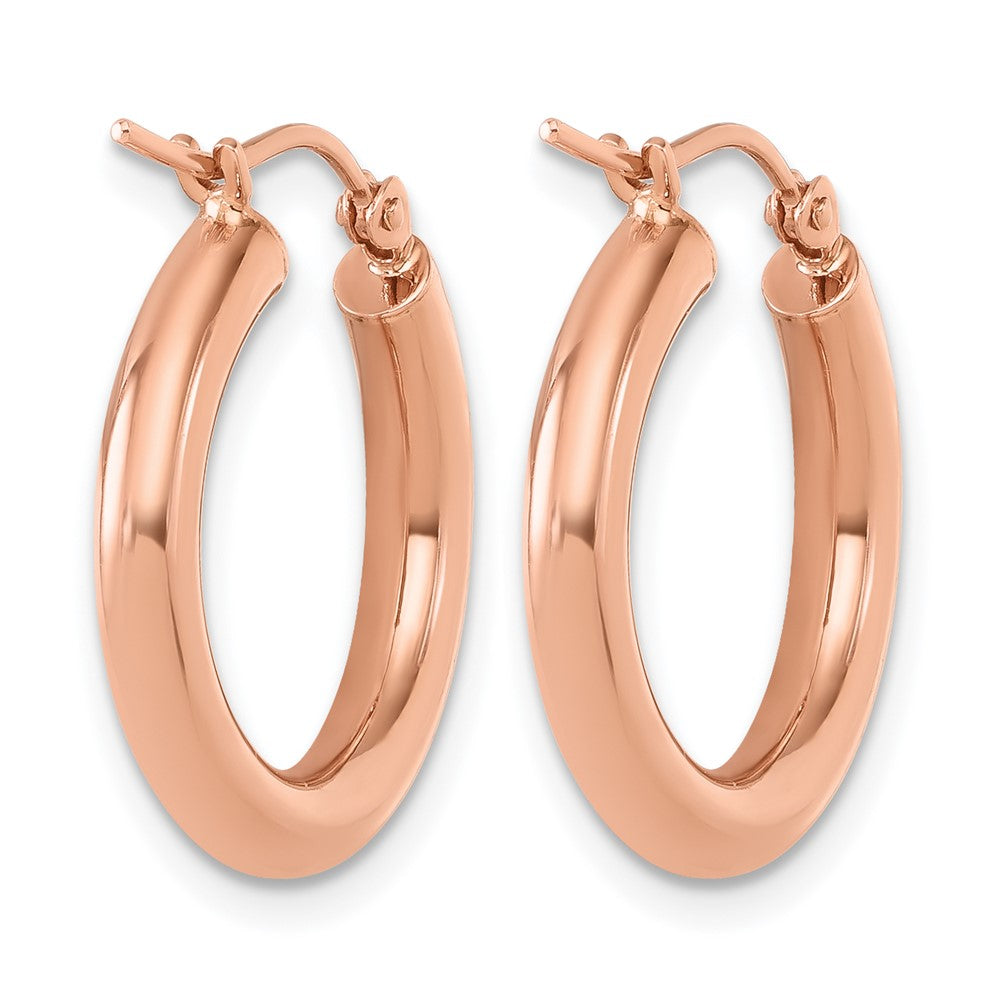 14K Rose Gold 3mm Polished Hoop Earrings