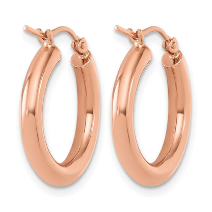 14K Rose Gold 3mm Polished Hoop Earrings