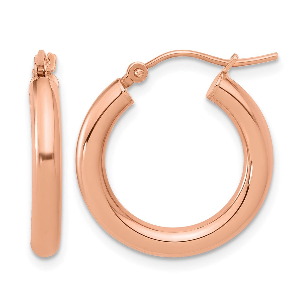 14K Rose Gold 3mm Polished Hoop Earrings