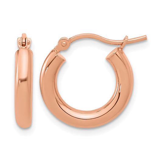 14K Rose Gold 3mm Polished Hoop Earrings