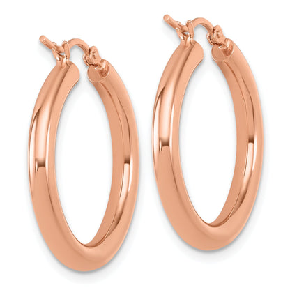 14K Rose Gold 3mm Polished Hoop Earrings