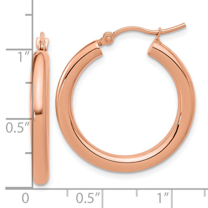 14K Rose Gold 3mm Polished Hoop Earrings