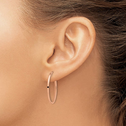 14K Rose Gold Polished Oval Hoop Earrings