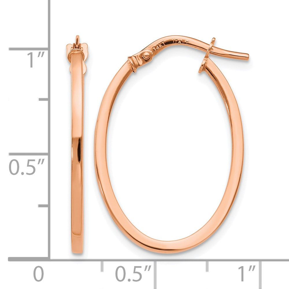 14K Rose Gold Polished Oval Hoop Earrings