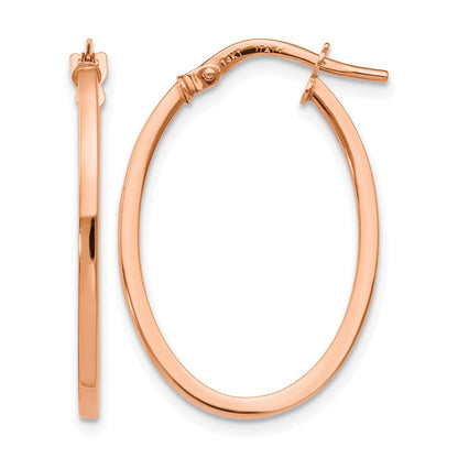14K Rose Gold Polished Oval Hoop Earrings