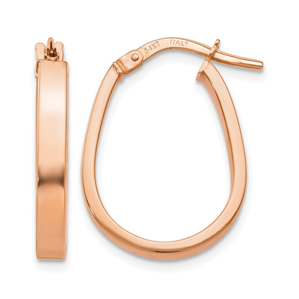 14K Rose Gold Polished U-Shape Hoop Earrings