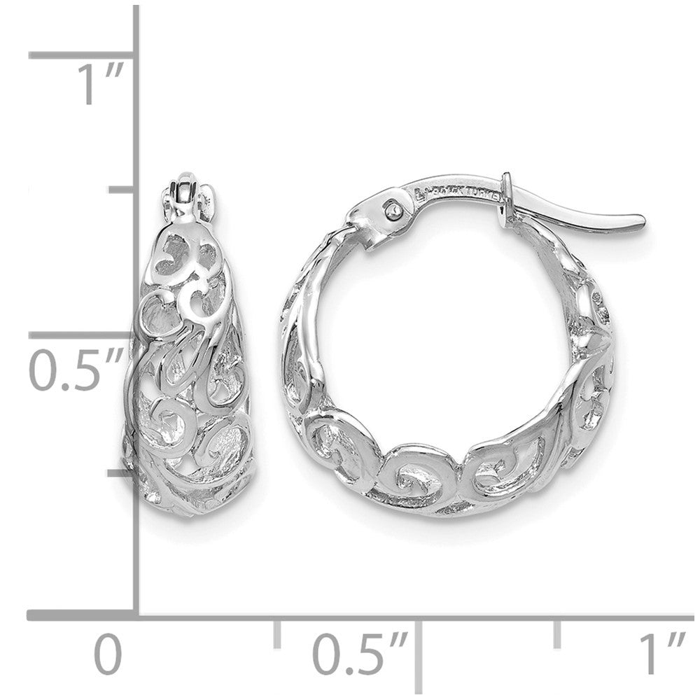 14K White Gold Polished Hoop Earrings