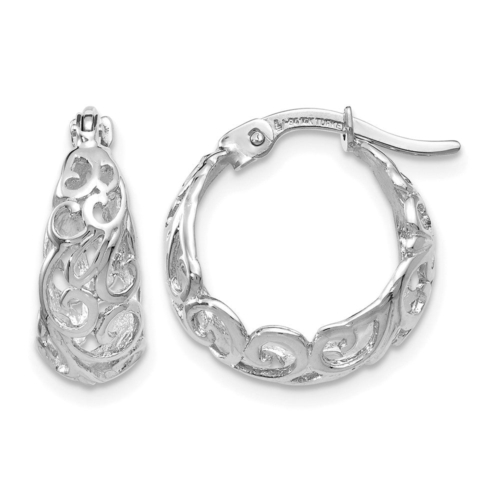 14K White Gold Polished Hoop Earrings