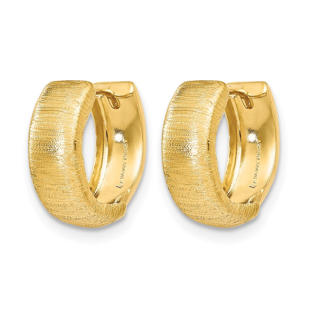 14K Yellow Gold Polished And Textured Hinged Hoop Earrings